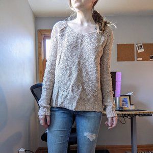 Sonoma Beige Wide V-Neck Sweater